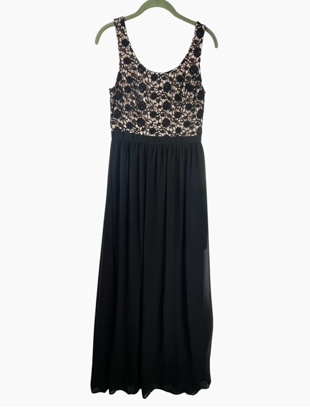 LC Lauren Conrad Black Maxi Dress with Cream Embroidered Lace Bodice